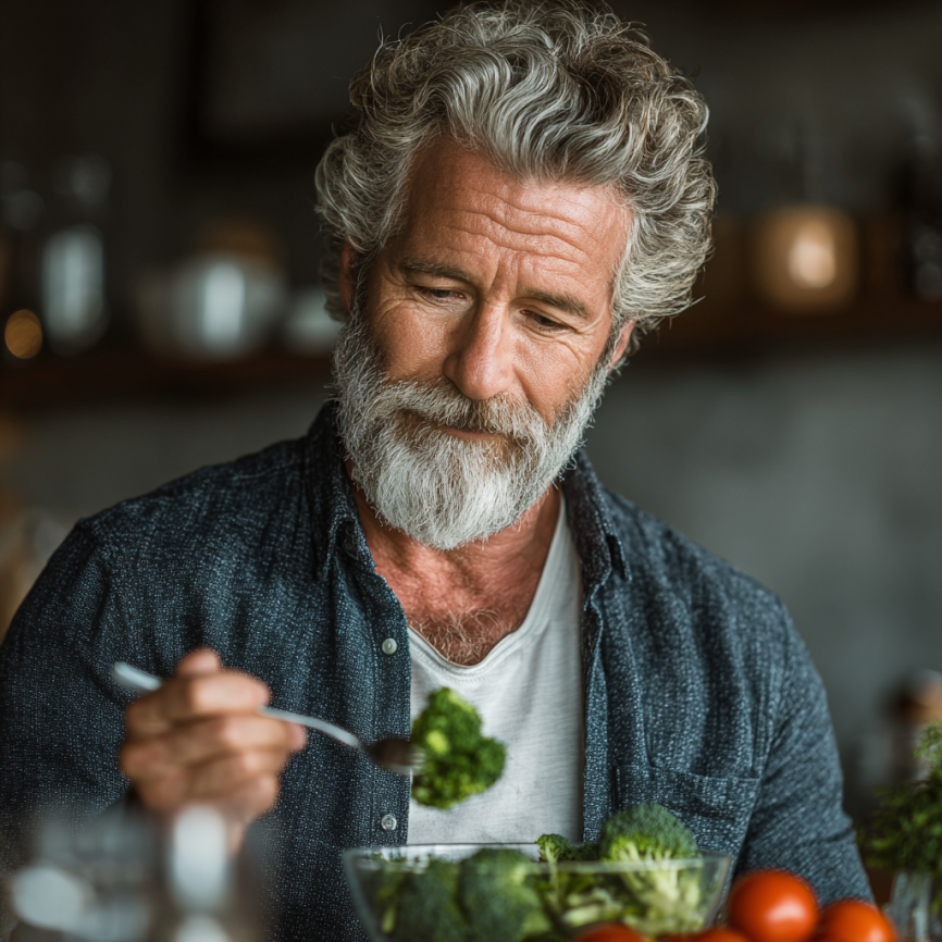 Літня пара готує здорову їжу